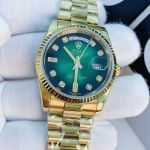 Gold ROLEX Day-date Replica Stainless Steel Automatic Movement 36*10MM Green Rolex Presidential Replica Watch